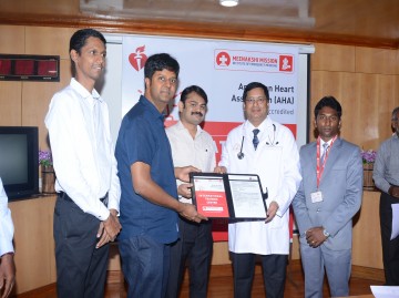 AHA International Training Centre Inauguration done by our Chairman Dr S Gurushankar, also the copy of agreement handed over to Dr Narendra Nath Jena, Director Institute of Emergency Medicine at MMHRC on 19-07-2019